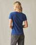 Women's Premium Slub V-Neck Tee - Navy Peony